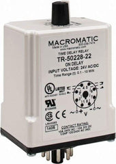 Macromatic - 8 Pin, 10 min Delay, Multiple Range DPDT Time Delay Relay - 10 Contact Amp, 24 VAC/VDC, Knob - Exact Tool & Supply