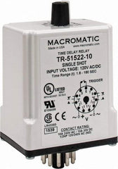 Macromatic - 11 Pin, Multiple Range DPDT Time Delay Relay - 10 Contact Amp, 120 VAC/VDC, Knob - Exact Tool & Supply
