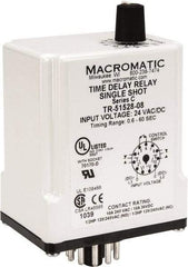 Macromatic - 11 Pin, Multiple Range DPDT Time Delay Relay - 10 Contact Amp, 24 VAC/VDC, Knob - Exact Tool & Supply