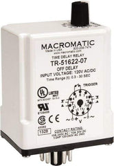 Macromatic - 11 Pin, Multiple Range DPDT Time Delay Relay - 10 Contact Amp, 120 VAC/VDC, Knob - Exact Tool & Supply