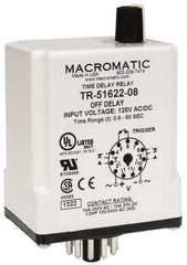Macromatic - 11 Pin, Multiple Range DPDT Time Delay Relay - 10 Contact Amp, 120 VAC/VDC, Knob - Exact Tool & Supply