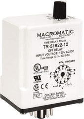 Macromatic - 11 Pin, Multiple Range DPDT Time Delay Relay - 10 Contact Amp, 120 VAC/VDC, Knob - Exact Tool & Supply