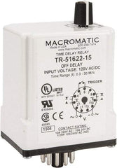 Macromatic - 11 Pin, 0.3 to 30 min Delay, Multiple Range DPDT Time Delay Relay - 10 Contact Amp, 120 VAC/VDC, Knob - Exact Tool & Supply