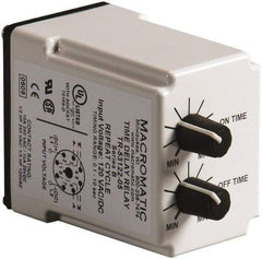 Macromatic - 8 Pin, Multiple Range DPDT Time Delay Relay - 10 Contact Amp, 24 VAC/VDC, Knob - Exact Tool & Supply