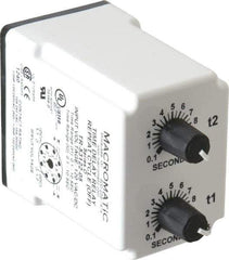 Macromatic - 8 Pin, Multiple Range DPDT Time Delay Relay - 10 Contact Amp, 120 VAC/VDC, Knob - Exact Tool & Supply