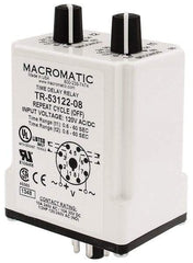 Macromatic - 8 Pin, Multiple Range DPDT Time Delay Relay - 10 Contact Amp, 120 VAC/VDC, Knob - Exact Tool & Supply