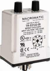 Macromatic - 8 Pin, Multiple Range DPDT Time Delay Relay - 10 Contact Amp, 120 VAC/VDC, Knob - Exact Tool & Supply