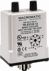 Macromatic - 8 Pin, Multiple Range DPDT Time Delay Relay - 10 Contact Amp, 120 VAC/VDC, Knob - Exact Tool & Supply