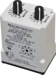 Macromatic - 8 Pin, 30 min Delay, Multiple Range DPDT Time Delay Relay - 10 Contact Amp, 120 VAC/VDC, Knob - Exact Tool & Supply