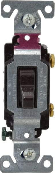 Cooper Wiring Devices - 1 Pole, 120 to 277 VAC, 20 Amp, Commercial Grade, Toggle, Wall and Dimmer Light Switch - 1.3 Inch Wide x 4.2 Inch High, Fluorescent - Exact Tool & Supply