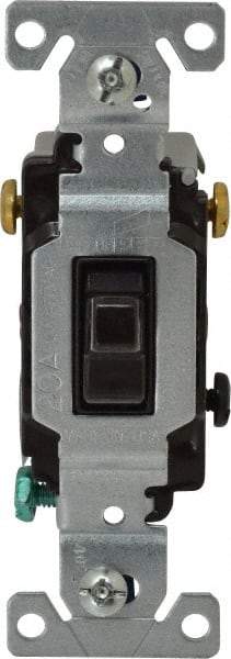 Cooper Wiring Devices - 3 Pole, 120 to 277 VAC, 20 Amp, Commercial Grade, Toggle, Wall and Dimmer Light Switch - 1.3 Inch Wide x 4.2 Inch High, Fluorescent - Exact Tool & Supply