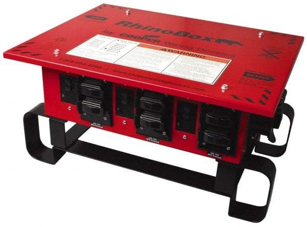 Cooper Wiring Devices - 8 Outlet, 125/240 Volt, 50 Amp Rating, Stand Alone Unit, Automatic, Industrial Distribution Center - Reinforced Metal Housing, 3 Front Outlets, Power Distribution Center with GFCI Protection - Exact Tool & Supply