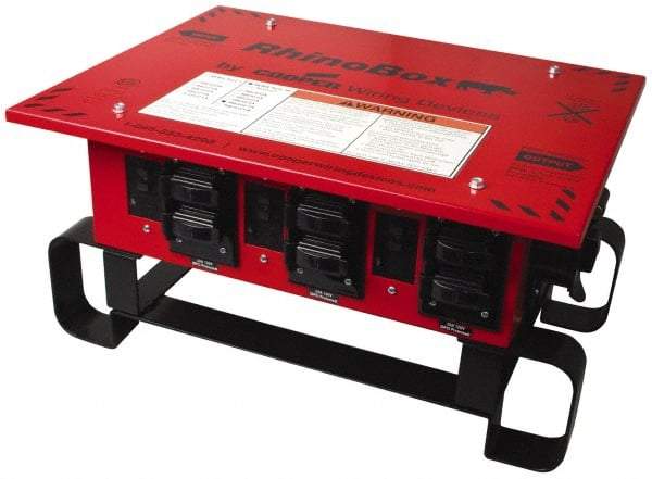 Cooper Wiring Devices - 8 Outlet, 125/240 Volt, 50 Amp Rating, Stand Alone Unit, Automatic, Industrial Distribution Center - Reinforced Metal Housing, 3 Front Outlets, Power Distribution Center with GFCI Protection - Exact Tool & Supply