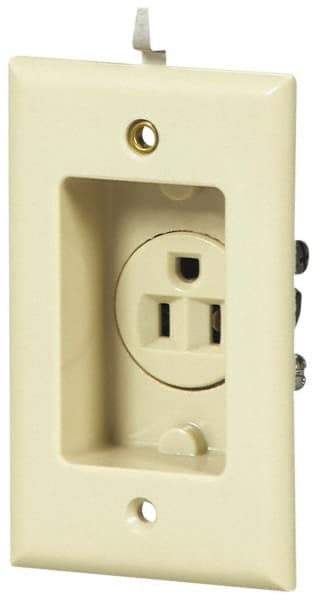 Cooper Wiring Devices - 125 VAC, 15 Amp, 5-15R NEMA Configuration, White, Specification Grade, Self Grounding Single Receptacle - 1 Phase, 2 Poles, 3 Wire, Tamper Resistant - Exact Tool & Supply