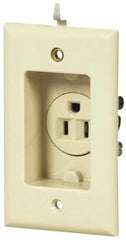 Cooper Wiring Devices - 125 VAC, 15 Amp, 5-15R NEMA Configuration, White, Specification Grade, Self Grounding Single Receptacle - 1 Phase, 2 Poles, 3 Wire, Tamper Resistant - Exact Tool & Supply