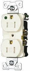 Cooper Wiring Devices - 125 VAC, 15 Amp, 5-15R NEMA Configuration, Brown, Hospital Grade, Self Grounding Duplex Receptacle - 1 Phase, 2 Poles, 3 Wire, Flush Mount, Tamper Resistant - Exact Tool & Supply
