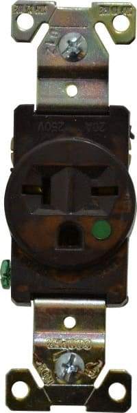 Cooper Wiring Devices - 250 VAC, 20 Amp, 6-20R NEMA Configuration, Brown, Hospital Grade, Self Grounding Single Receptacle - 1 Phase, 2 Poles, 3 Wire, Flush Mount - Exact Tool & Supply