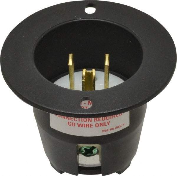 Cooper Wiring Devices - 125 VAC, 15 Amp, 5-20 NEMA, Straight, Self Grounding, Industrial Grade Connector - 2 Pole, 3 Wire, 1 Phase, Nylon, Black - Exact Tool & Supply