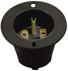 Cooper Wiring Devices - 125 VAC, 20 Amp, 5-20 NEMA, Straight, Self Grounding, Industrial Grade Connector - 2 Pole, 3 Wire, 1 Phase, Nylon, Black, White - Exact Tool & Supply