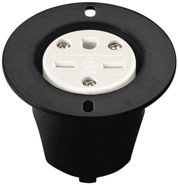 Cooper Wiring Devices - 125 VAC, 20 Amp, 5-20 NEMA, Straight, Self Grounding, Industrial Grade Connector - 2 Pole, 3 Wire, 1 Phase, Nylon, Black - Exact Tool & Supply
