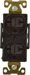 Cooper Wiring Devices - 125 VAC, 15 Amp, 5-15R NEMA Configuration, Brown, Industrial Grade, Self Grounding Duplex Receptacle - 1 Phase, 2 Poles, 3 Wire, Flush Mount, Antimicrobial and Heat Resistant - Exact Tool & Supply