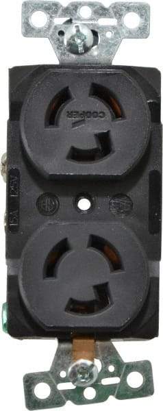 Cooper Wiring Devices - 125 VAC, 15 Amp, L5-15R NEMA, Receptacle - 2 Poles, 3 Wire, Female End, Black - Exact Tool & Supply