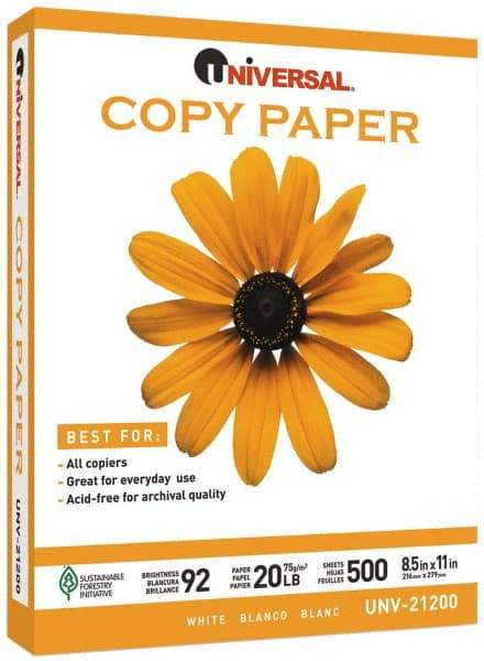 UNIVERSAL - 8-1/2" x 11" White Copy Paper - Use with Laser Printers, Copiers, Plain Paper Fax Machines - Exact Tool & Supply