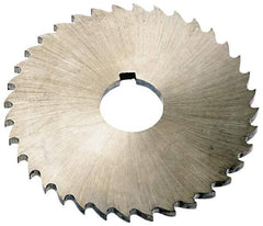 Keo - 5" Diam x 1/8" Blade Thickness x 1" Arbor Hole Diam, 44 Tooth Slitting and Slotting Saw - Arbor Connection, Right Hand, Uncoated, High Speed Steel, Concave Ground, Contains Keyway - Exact Tool & Supply