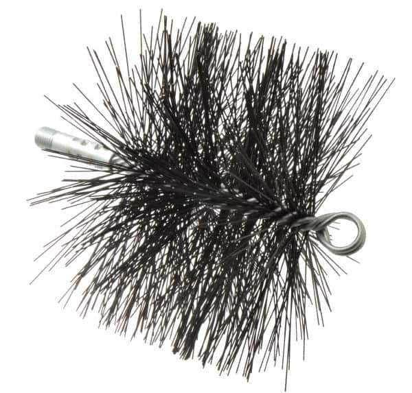 Schaefer Brush - 4-1/2" Brush Length, 7" Diam, Double Stem, Double Spiral Tube Brush - 7-1/2" Long, Tempered Steel Wire, 1/4" NPT Male Connection - Exact Tool & Supply