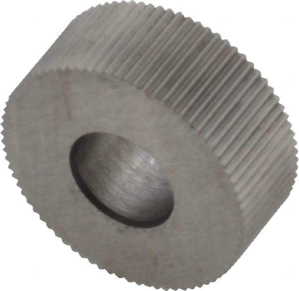 Made in USA - 5/8" Diam, 70° Tooth Angle, 40 TPI, Standard (Shape), Form Type Cobalt Straight Knurl Wheel - 1/4" Face Width, 1/4" Hole, Circular Pitch, Bright Finish, Series GK - Exact Tool & Supply
