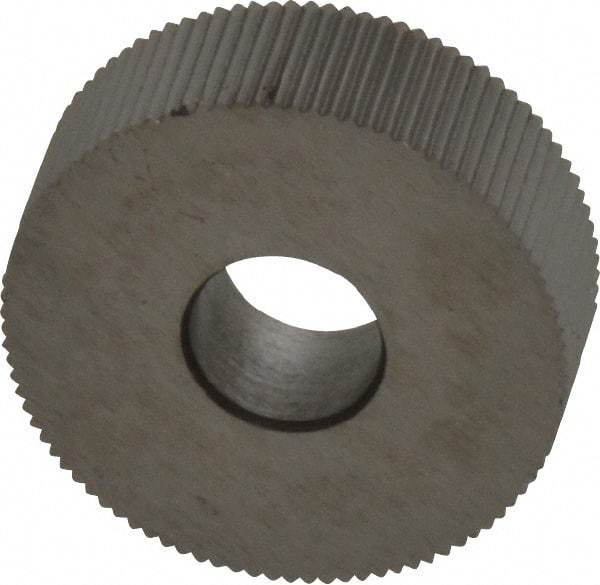 Made in USA - 3/4" Diam, 90° Tooth Angle, 40 TPI, Standard (Shape), Form Type Cobalt Straight Knurl Wheel - 1/4" Face Width, 1/4" Hole, Circular Pitch, Bright Finish, Series KN - Exact Tool & Supply