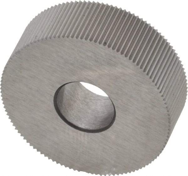 Made in USA - 3/4" Diam, 70° Tooth Angle, 50 TPI, Standard (Shape), Form Type Cobalt Straight Knurl Wheel - 1/4" Face Width, 1/4" Hole, Circular Pitch, Bright Finish, Series KN - Exact Tool & Supply