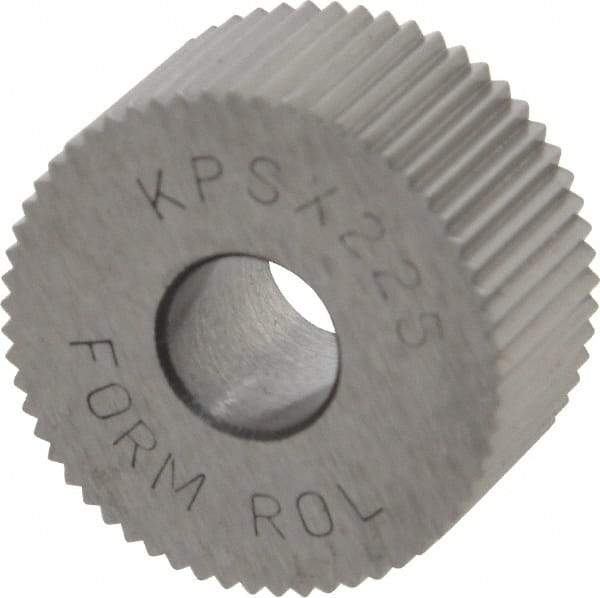 Made in USA - 3/4" Diam, 90° Tooth Angle, 25 TPI, Standard (Shape), Form Type Cobalt Straight Knurl Wheel - 3/8" Face Width, 1/4" Hole, Circular Pitch, Bright Finish, Series KP - Exact Tool & Supply