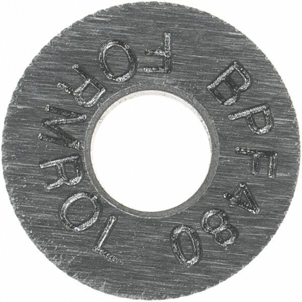 Made in USA - 5/16" Diam, 70° Tooth Angle, 80 TPI, Standard (Shape), Form Type High Speed Steel Female Diamond Knurl Wheel - 5/32" Face Width, 1/8" Hole, Circular Pitch, 30° Helix, Bright Finish, Series BP - Exact Tool & Supply