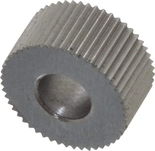 Made in USA - 5/16" Diam, 80° Tooth Angle, Standard (Shape), Form Type Cobalt Straight Knurl Wheel - 5/32" Face Width, 1/8" Hole, 160 Diametral Pitch, Bright Finish, Series BP - Exact Tool & Supply
