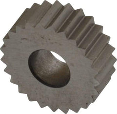 Made in USA - 1/2" Diam, 90° Tooth Angle, 16 TPI, Standard (Shape), Form Type High Speed Steel Straight Knurl Wheel - 3/16" Face Width, 3/16" Hole, Circular Pitch, Bright Finish, Series EP - Exact Tool & Supply