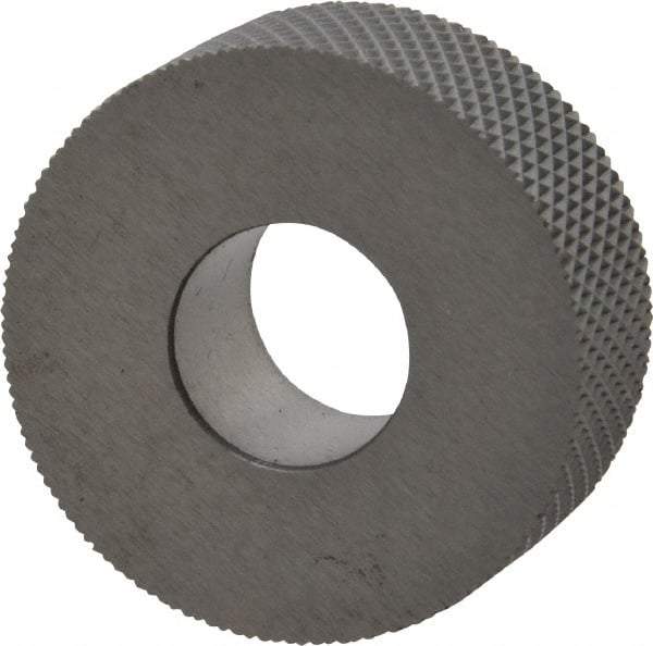 Made in USA - 1-1/4" Diam, 90° Tooth Angle, 20 TPI, Standard (Shape), Form Type High Speed Steel Female Diamond Knurl Wheel - 1/2" Face Width, 1/2" Hole, Circular Pitch, 30° Helix, Bright Finish, Series PH - Exact Tool & Supply
