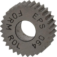 Made in USA - 1/2" Diam, 80° Tooth Angle, Standard (Shape), Form Type High Speed Steel Straight Knurl Wheel - 3/16" Face Width, 3/16" Hole, 64 Diametral Pitch, Bright Finish, Series EP - Exact Tool & Supply