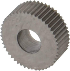 Made in USA - 1/2" Diam, 80° Tooth Angle, Standard (Shape), Form Type High Speed Steel Straight Knurl Wheel - 3/16" Face Width, 3/16" Hole, 96 Diametral Pitch, Bright Finish, Series EP - Exact Tool & Supply