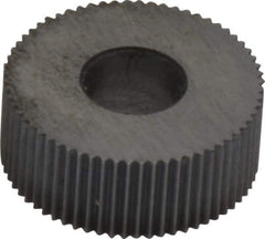 Made in USA - 1/2" Diam, 80° Tooth Angle, Standard (Shape), Form Type High Speed Steel Straight Knurl Wheel - 3/16" Face Width, 3/16" Hole, 128 Diametral Pitch, Bright Finish, Series EP - Exact Tool & Supply
