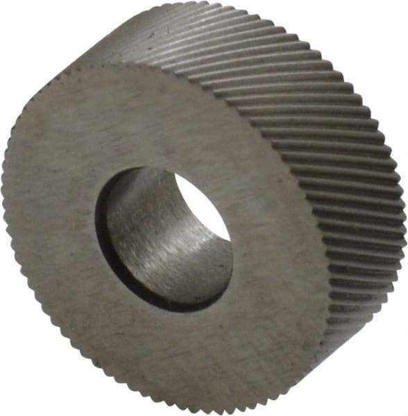 Made in USA - 1/2" Diam, 80° Tooth Angle, Standard (Shape), Form Type High Speed Steel Right-Hand Diagonal Knurl Wheel - 3/16" Face Width, 3/16" Hole, 160 Diametral Pitch, 30° Helix, Bright Finish, Series EP - Exact Tool & Supply