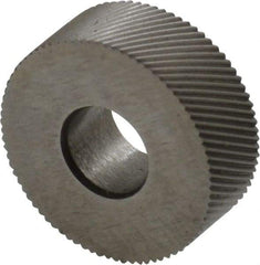 Made in USA - 1/2" Diam, 80° Tooth Angle, Standard (Shape), Form Type High Speed Steel Right-Hand Diagonal Knurl Wheel - 3/16" Face Width, 3/16" Hole, 160 Diametral Pitch, 30° Helix, Bright Finish, Series EP - Exact Tool & Supply