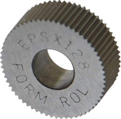 Made in USA - 1/2" Diam, 80° Tooth Angle, Standard (Shape), Form Type Cobalt Straight Knurl Wheel - 3/16" Face Width, 3/16" Hole, 128 Diametral Pitch, Bright Finish, Series EP - Exact Tool & Supply