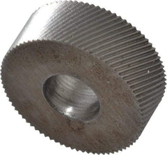 Made in USA - 1/2" Diam, 80° Tooth Angle, Standard (Shape), Form Type Cobalt Right-Hand Diagonal Knurl Wheel - 3/16" Face Width, 3/16" Hole, 160 Diametral Pitch, 30° Helix, Bright Finish, Series EP - Exact Tool & Supply