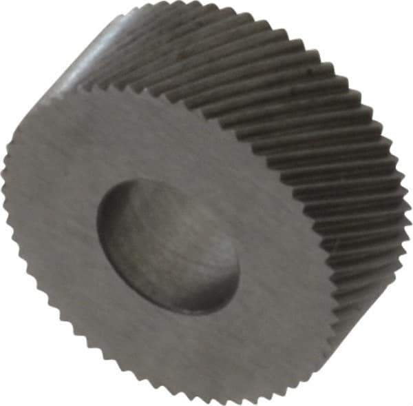 Made in USA - 5/8" Diam, 80° Tooth Angle, Standard (Shape), Form Type Cobalt Right-Hand Diagonal Knurl Wheel - 1/4" Face Width, 1/4" Hole, 96 Diametral Pitch, 30° Helix, Bright Finish, Series GK - Exact Tool & Supply