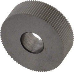 Made in USA - 3/4" Diam, 80° Tooth Angle, Standard (Shape), Form Type Cobalt Straight Knurl Wheel - 1/4" Face Width, 1/4" Hole, 128 Diametral Pitch, Bright Finish, Series KN - Exact Tool & Supply