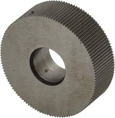 Made in USA - 3/4" Diam, 80° Tooth Angle, Standard (Shape), Form Type Cobalt Straight Knurl Wheel - 1/4" Face Width, 1/4" Hole, 160 Diametral Pitch, Bright Finish, Series KN - Exact Tool & Supply