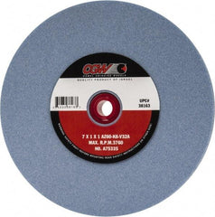 Camel Grinding Wheels - 60 Grit Aluminum Oxide Bench & Pedestal Grinding Wheel - 7" Diam x 1" Hole x 1" Thick, 3760 Max RPM, K Hardness, Medium Grade , Vitrified Bond - Exact Tool & Supply