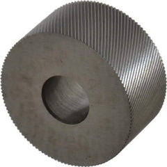 Made in USA - 3/4" Diam, 80° Tooth Angle, Standard (Shape), Form Type Cobalt Left-Hand Diagonal Knurl Wheel - 3/8" Face Width, 1/4" Hole, 160 Diametral Pitch, 30° Helix, Bright Finish, Series KP - Exact Tool & Supply