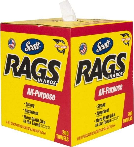 Scott - Virgin Double Re-Creped Rag - Medium Lint, White, 11 x 12", Comes in Box - Exact Tool & Supply